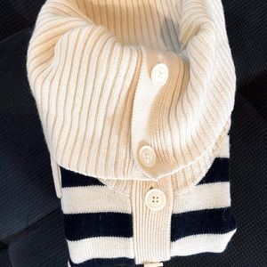 Banana Republic Striped Cardigan Cowl Neck Sweater in Navy Creme Size M EUC